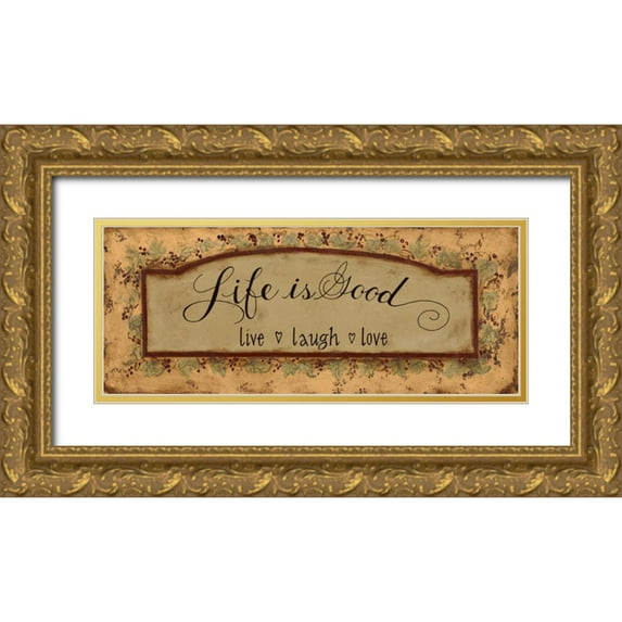 Smith, Pamela 14x8 Gold Ornate Wood Framed with Double Matting Museum Art Print Titled - Life is Good