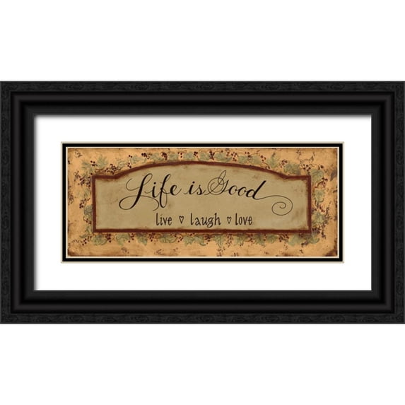 Smith, Pamela 24x12 Black Ornate Wood Framed with Double Matting Museum Art Print Titled - Life is Good
