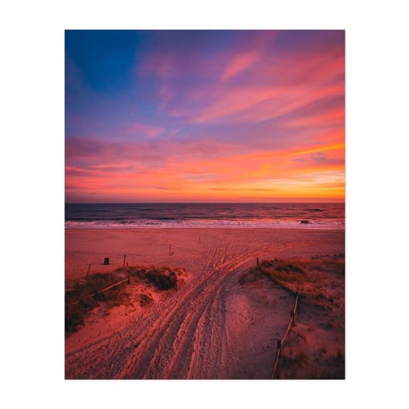 Smith Point Sunset 01 - Fire Island New York Photography Beach Sunset Ocean Coastal Landscape Nature Pastel Unframed Wall Art Print 24 x 30 inches