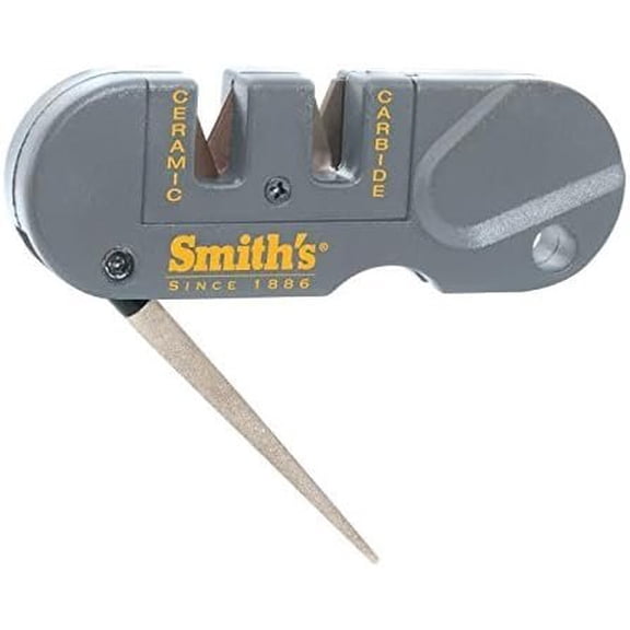 Smith's Pocket Pal Knife Sharpener - Compact, Reversible, Double-Sided, 2-Stage - Gray