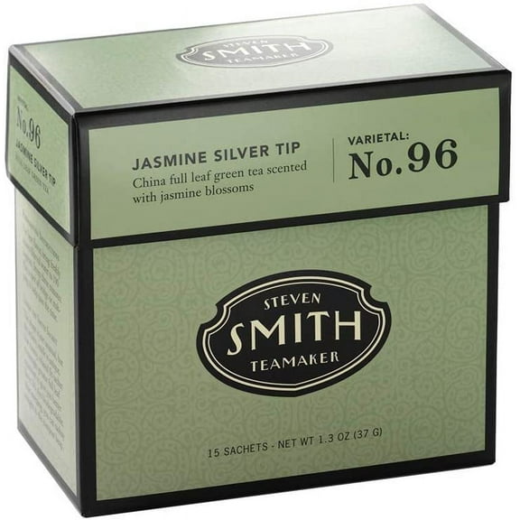 Smith Teamaker | Jasmine Silver Tip No. 96 | Caffeinated Green Tea with Jasmine Blossoms | Scented Full Leaf Green Tea (15 Sachets, 1.3oz)