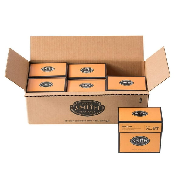 Smith Teamaker Meadow No. 67 Chamomile, Rooibos, Hyssop & Rose Petals | Non-GMO, Plant Based Caffeine-Free Chamomile Blend Tea, Case of 6 (90 Sachets, .85oz each)
