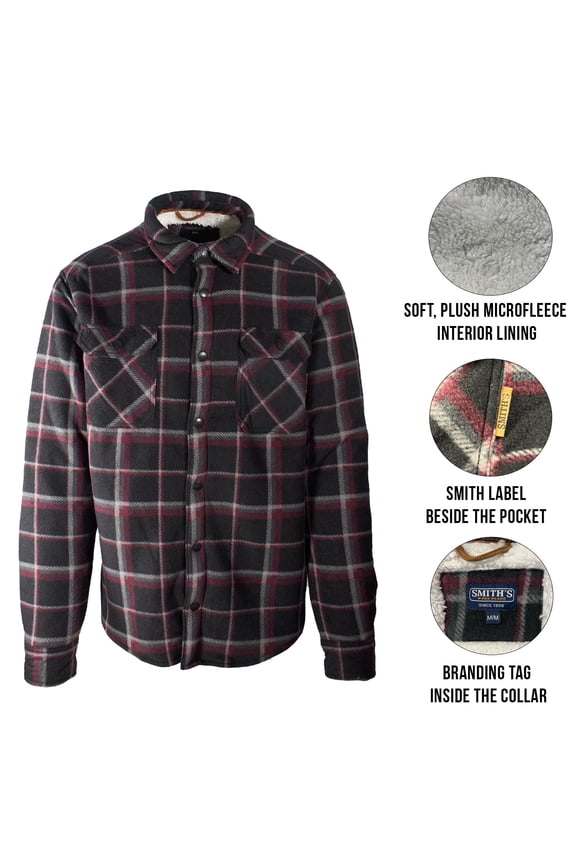 Smith Workwear Burgundy Jacket Sherpa-Lined Microfleece Shirt (S01)