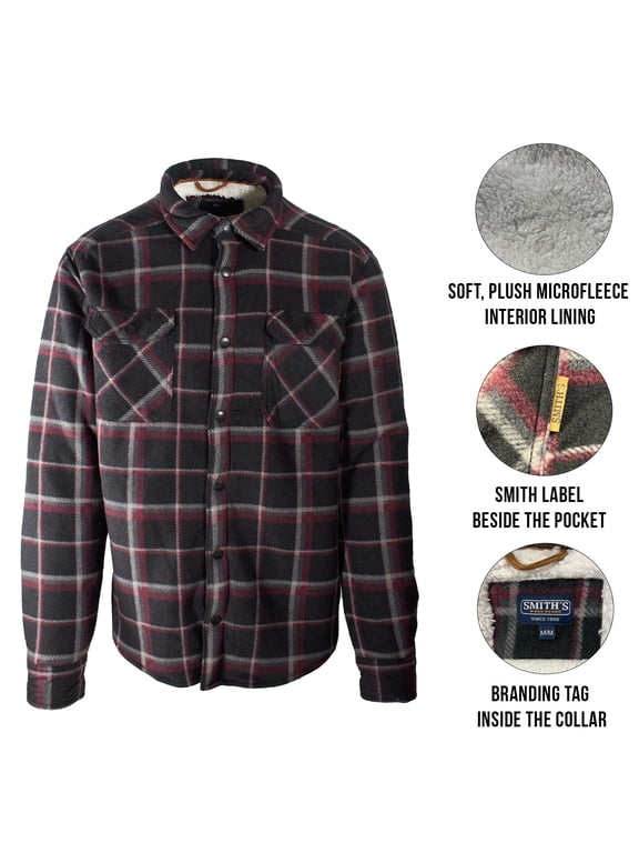 Smith Workwear Burgundy Jacket Sherpa-Lined Microfleece Shirt (S01)