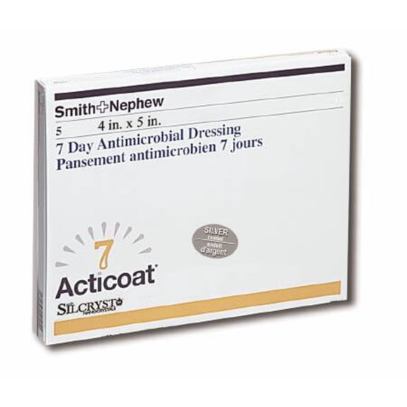 Smith and Nephew 20141 Acticoat 7 Antimicrobial Dressing 4" x 5" - Box of 5