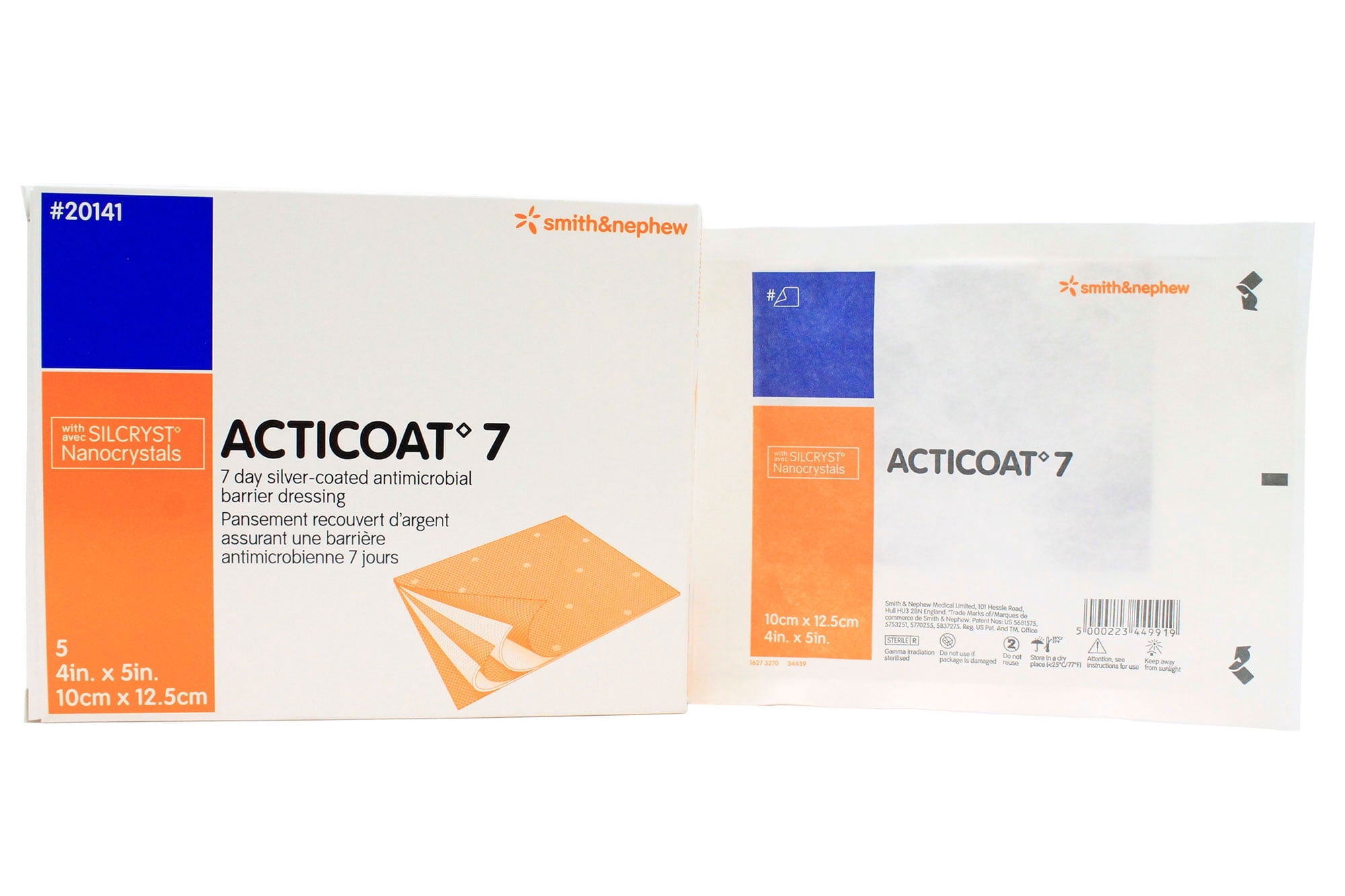 Smith and Nephew 20141 Acticoat 7 Silver Dressing 4" x 5" - Box of 5