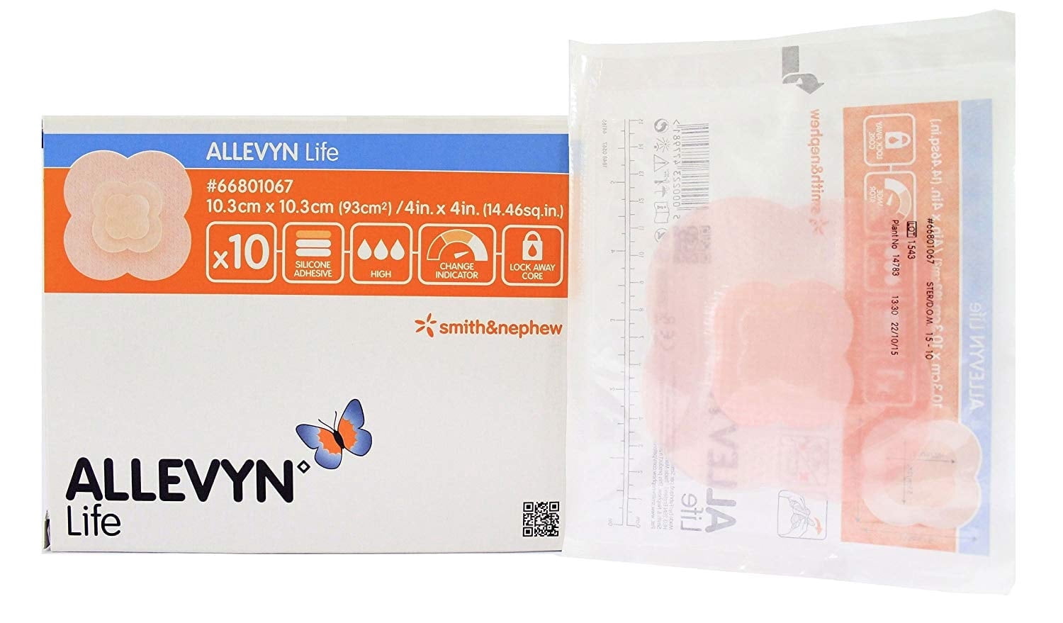 Smith and Nephew 66801067 Allevyn Life Foam Dressing 4" x 4" - Box of 10