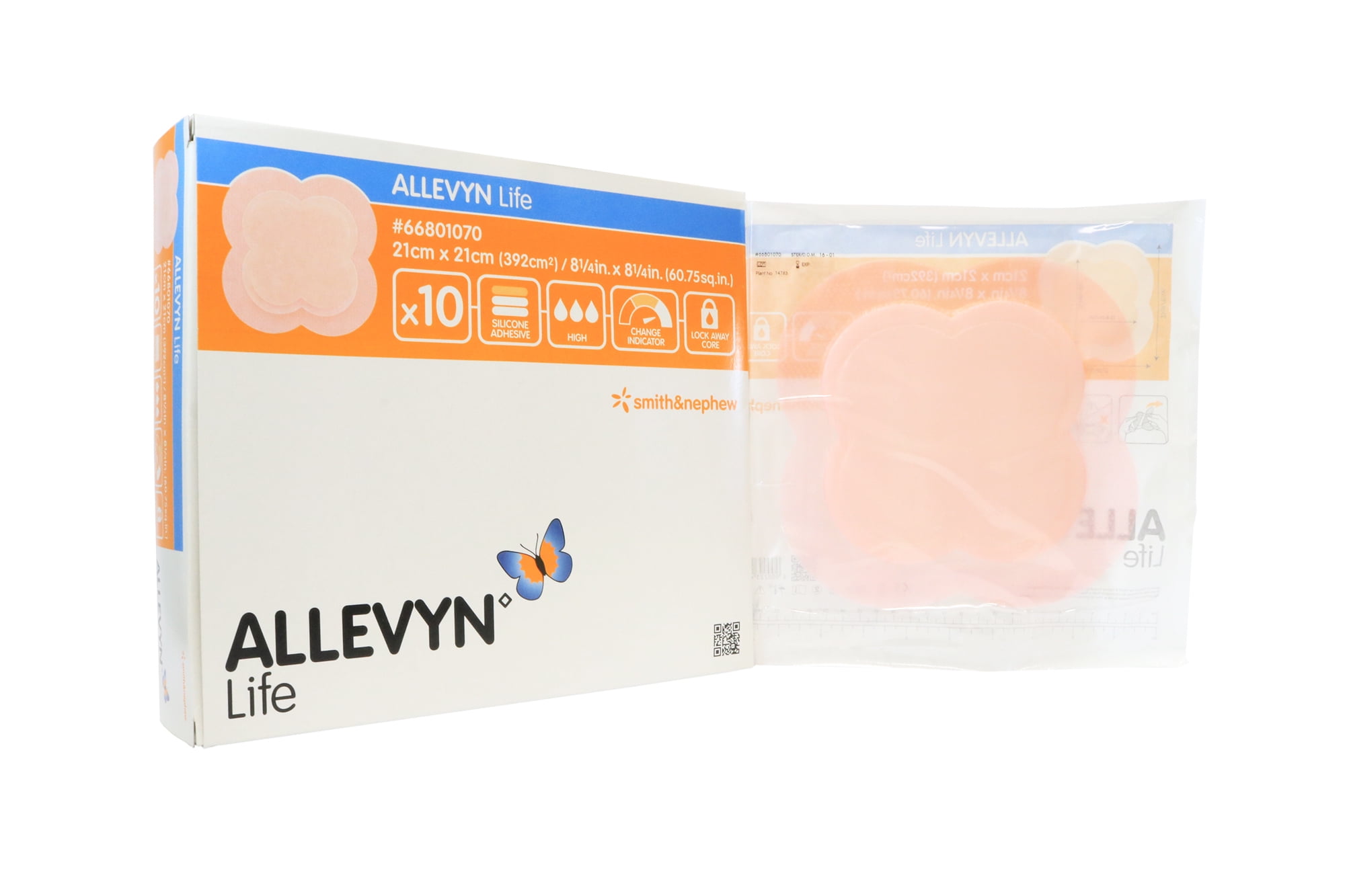 Smith and Nephew 66801070 Allevyn Life Foam Adhesive Dressings 8.25" x