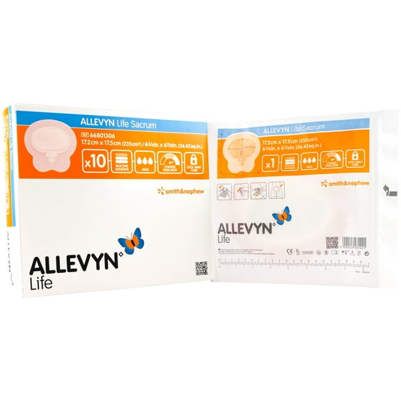 Smith and Nephew 66801306 Allevyn Life Foam Adhesive Dressings 6 3/4" x 6 7/8" Sacrum - Box of 10