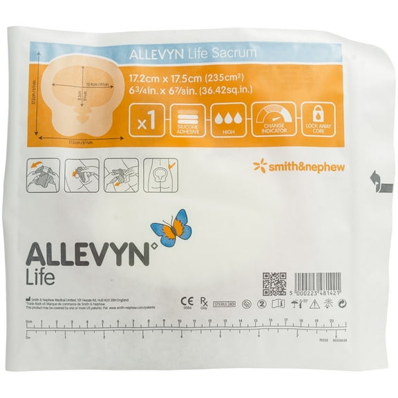 Smith and Nephew 66801306 Allevyn Life Foam Adhesive Dressings 6 3/4" x 6 7/8" Sacrum - Pack of 5