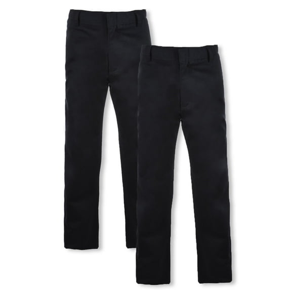 Smith's American Boys' 2-Pack Flat Front School Uniform Pants - black, 18 (Big Boys)