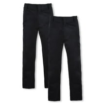 Smith's American Boys' 2-Pack Flat Front School Uniform Pants - black, 7 (Little Boys)