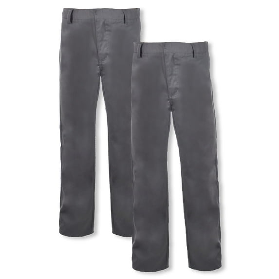 Smith's American Boys' 2-Pack Flat Front School Uniform Pants - gray, 14 (Big Boys)