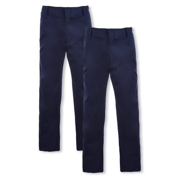 Smith's American Boys' 2-Pack Flat Front School Uniform Pants - navy, 14 (Big Boys)