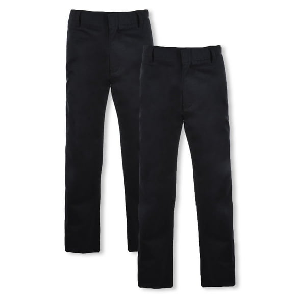 Smith's American Boys' 2-Pack Flat Front School Uniform Pants - black, 4 (Little Boys)