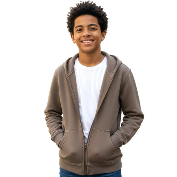 Smith's American Boys' Fleece Zip Hoodie Color: khaki Size: 18 - 20