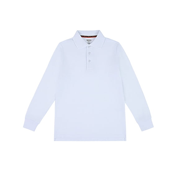 Smith's American Boys' Long Sleeve Interlock Polo Shirt Color: white Size: 18 - 20