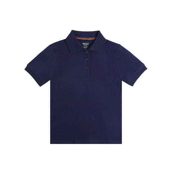 Smith's American Girls' S/S Stretch Pique Polo Shirt Color: navy Size: 6 - 6x