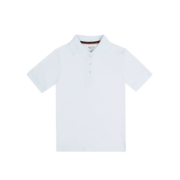 Smith's American Girls' S/S Stretch Pique Polo Shirt Color: white Size: 14 - 16