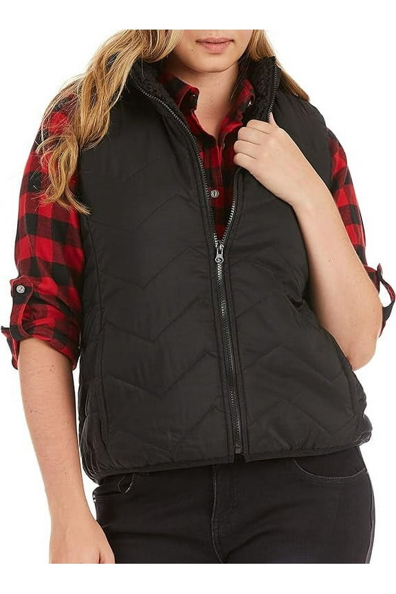 Butter Sherpa Chevron Quilted Vest L