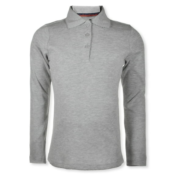Smith's American Girls' L/S Polo Shirt Color: gray Size: 4 - 5