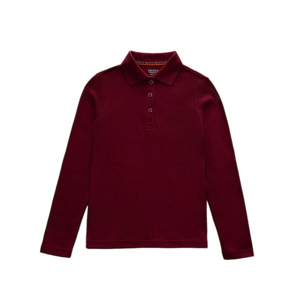 Smith's American Girls' L/S Polo Shirt Color: burgundy Size: 4 - 5