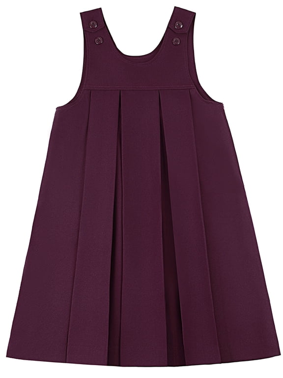 Girls' Pleated Crossover Jumper Dress Color: burgundy Size: 2t