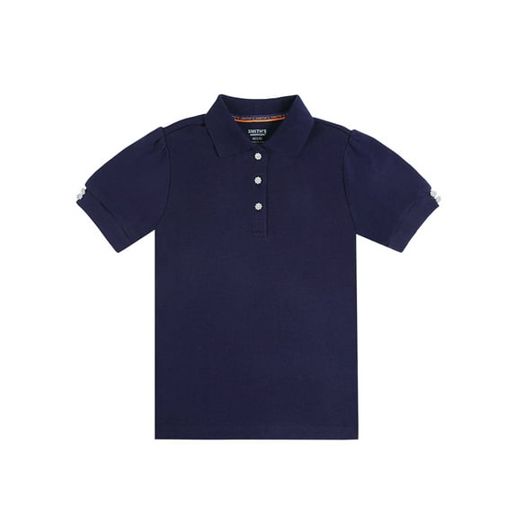 Smith's American Girls' Rhinestone Polo Shirt Color: navy Size: 14 - 16