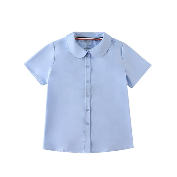 Smith's American Girls' S/S Button-Up Shirt - blue, 4t (Toddler)