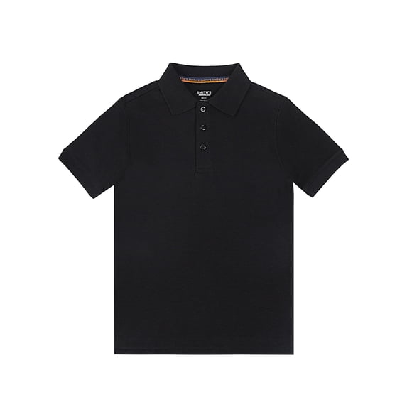 Smith's American Boys' Short Sleeve Interlock Polo Shirt Color: black Size: 14 - 16