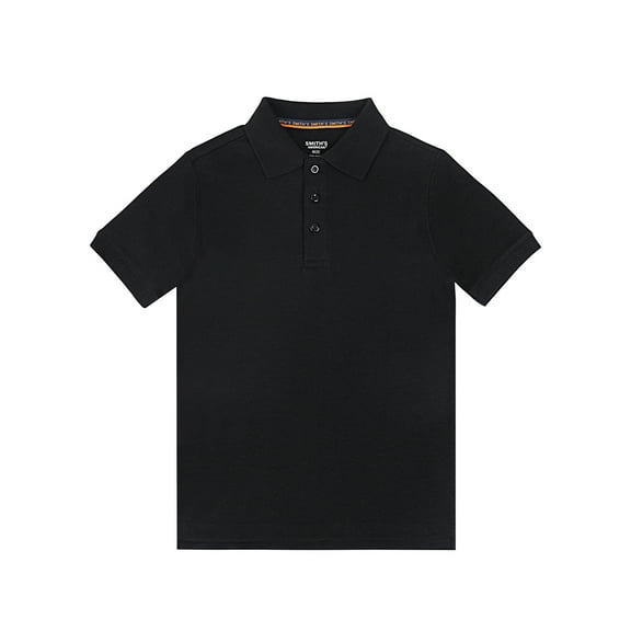 Smith's American Boys' Short Sleeve Interlock Polo Shirt Color: black Size: 6 - 7