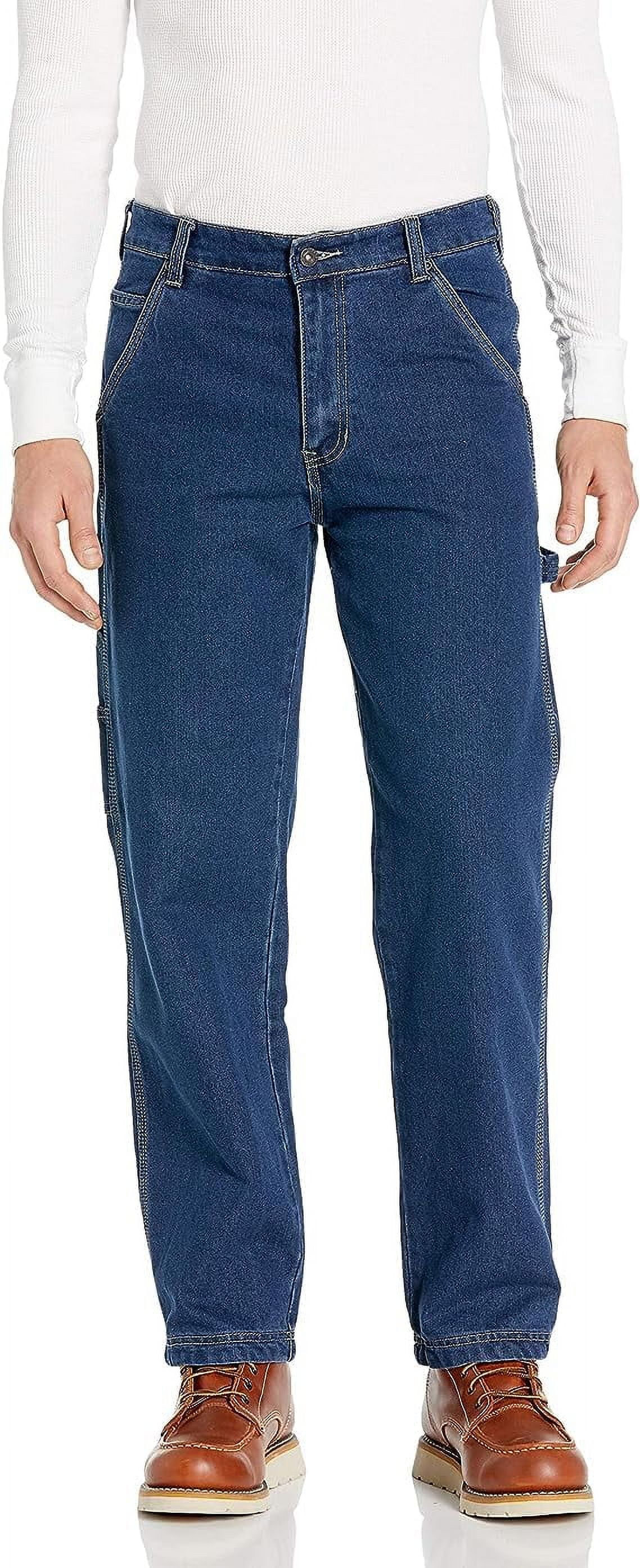 Smith's Workwear Men's Stretch Fleece-Lined 5 Pocket Jean, Dark Blue ...