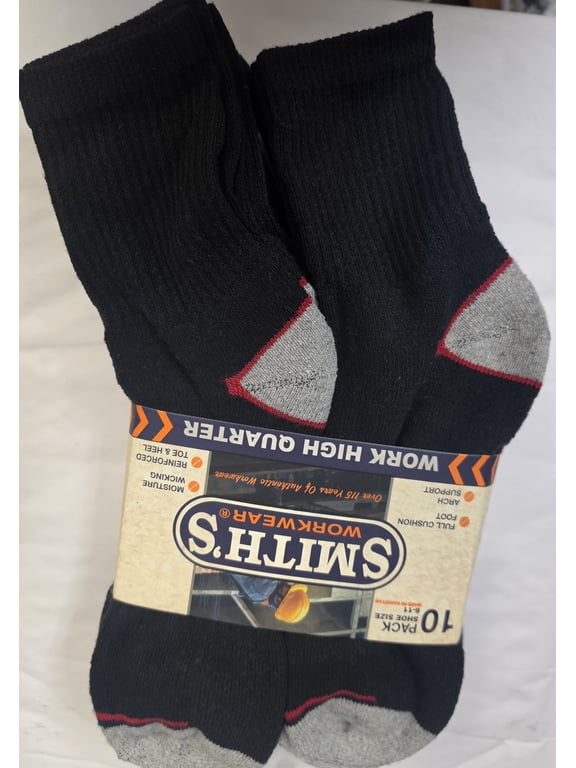 Men's Work High Quarter Full Cushion Socks 10 Pair 6-11