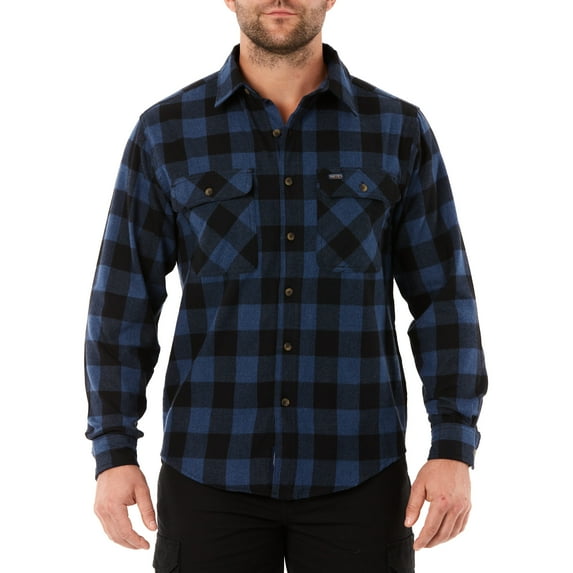 Smith's Workwear Mens Easy Fit Long Sleeve 2-Pocket Buffalo Flannel Shirt (M)