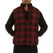 Men's Smith's Workwear Printed Sherpa-Lined Vest Color: Dark Red Buffalo Size: XL