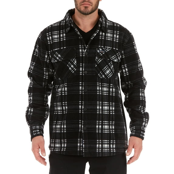 Smith's Workwear Sherpa Lined Plaid Fleece Shirt Jacket