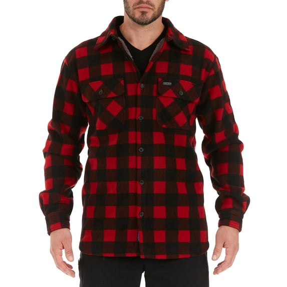 Smith's Workwear Sherpa Lined Plaid Fleece Shirt Jacket