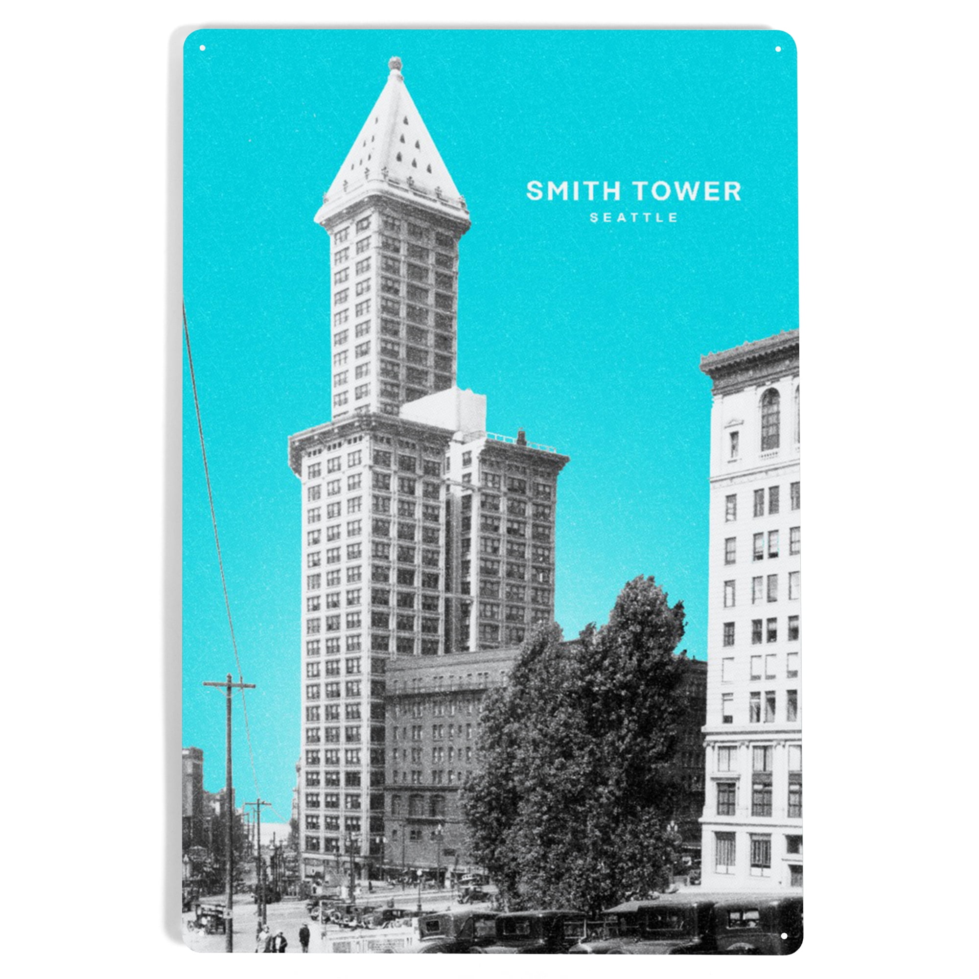 Smith tower, Color Pop Vintage Photograph (12x18 Aluminum Art, Indoor ...