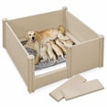 thumbnail image 1 of SmithBuilt 48" x 48" x 18" Whelping Box for Dogs and Puppies, Heavy Duty Whelping Pen and Birthing Box with Rails, Brown, 1 of 8