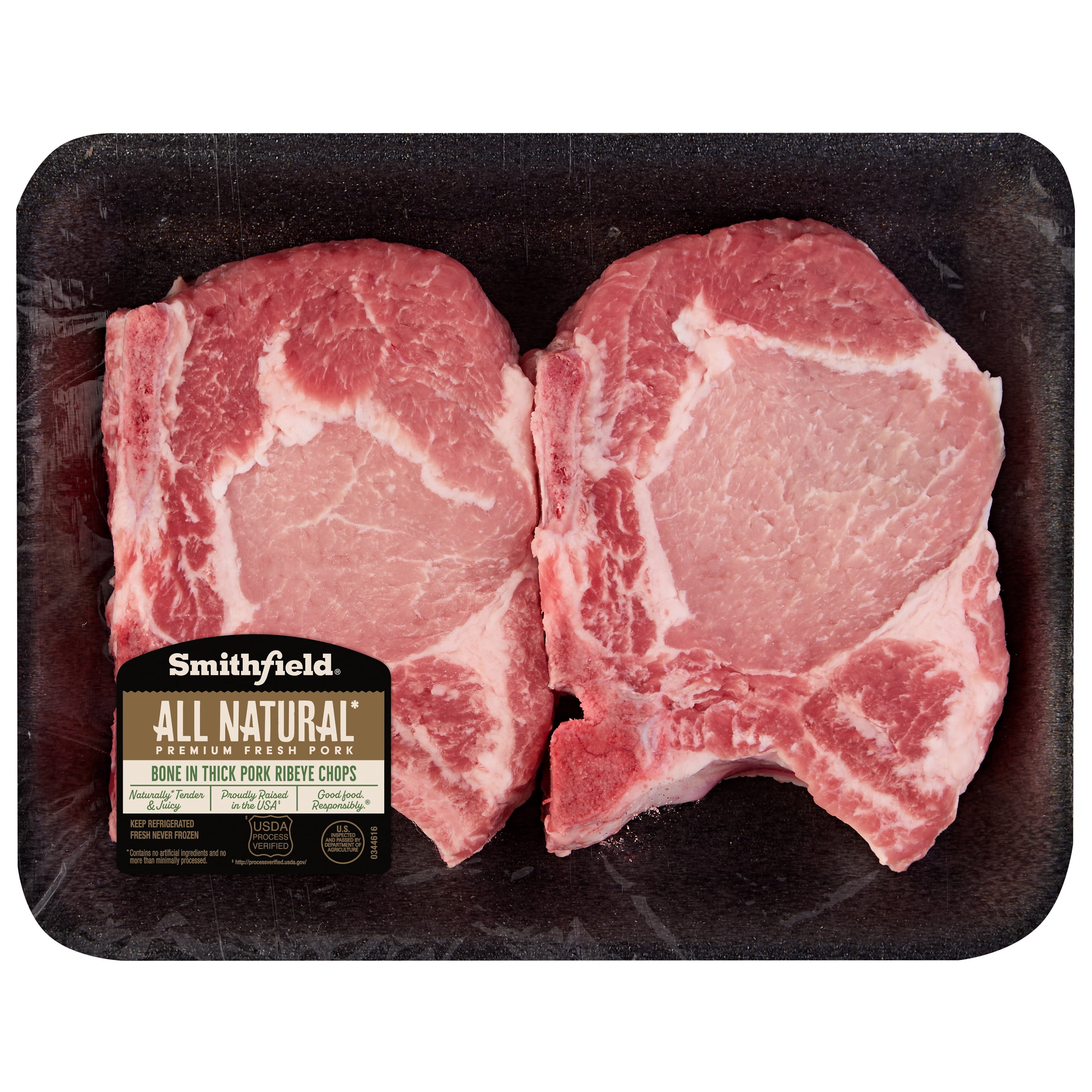 Smithfield All Natural Thick Ribeye Chops, 1.4 - 2.0 lb Tray