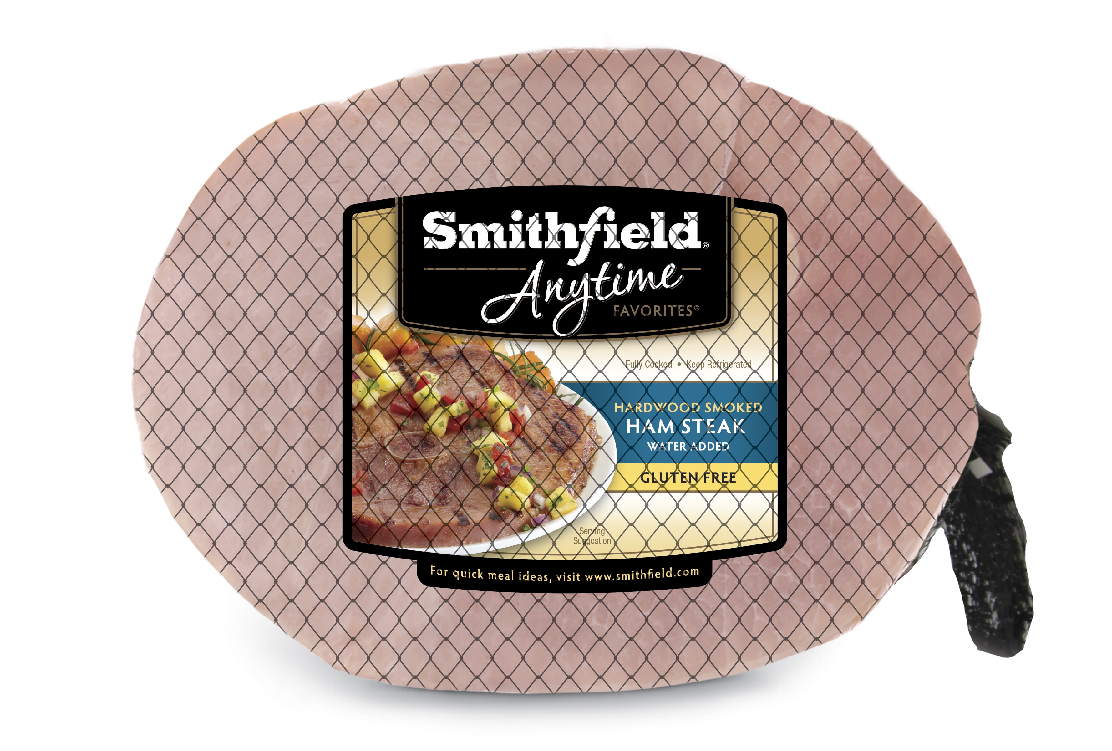 Smithfield Anytime Favorites Hardwood Smoked Ham Steak, Water Added, BoneIn, Fully Cooked