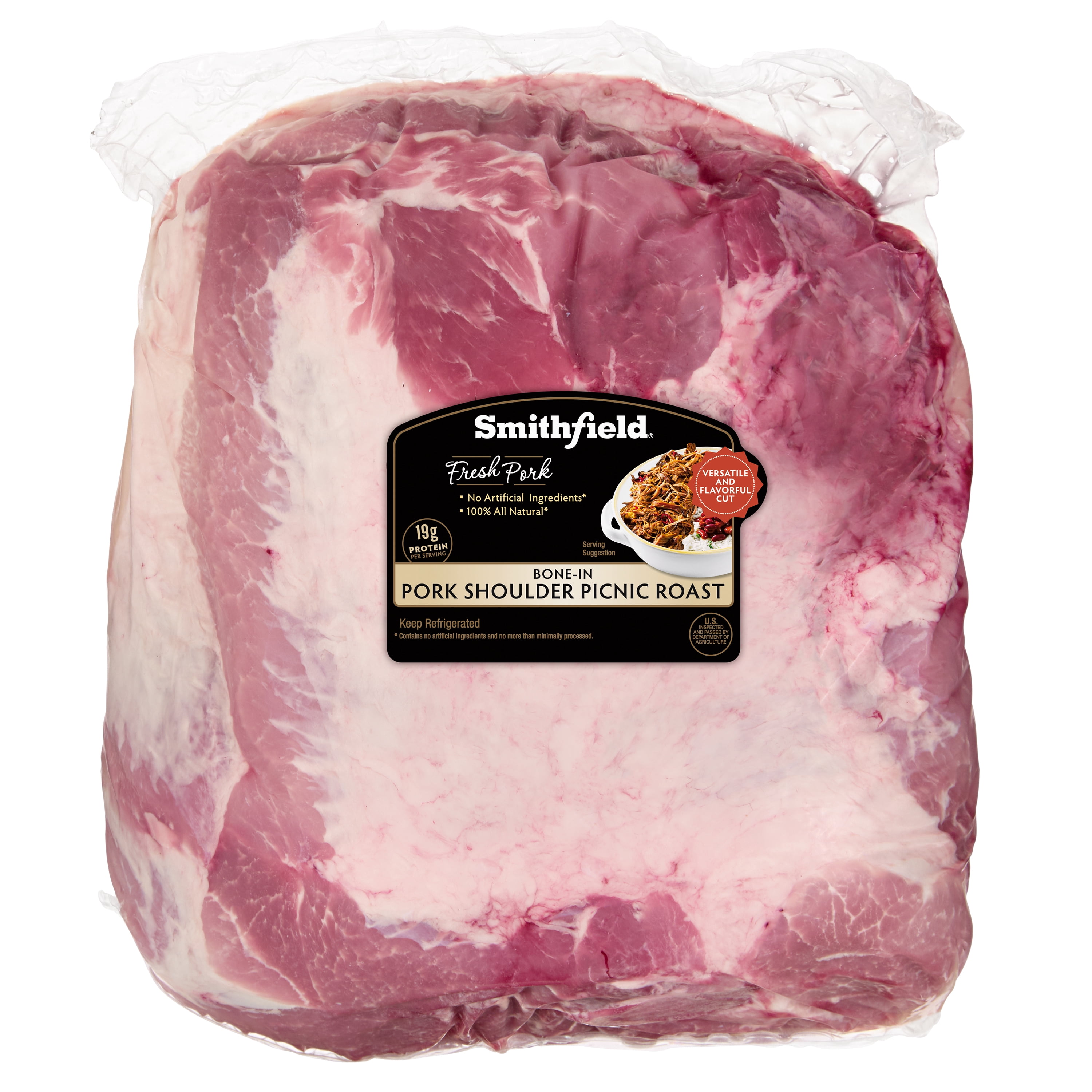 Smithfield, Fresh Pork Shoulder Picnic Roast Bone-in, Pork, 6.0-12.0 lb (Fresh), 19 Grams of Protein per 4 oz Serving