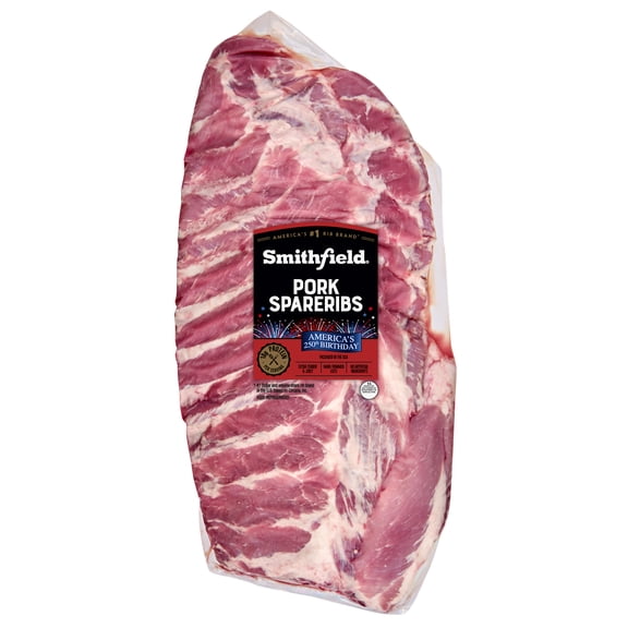 Smithfield Fresh Pork Spareribs, 3.7 - 7.9 lb, 17 Grams of Protein per 4 oz Serving