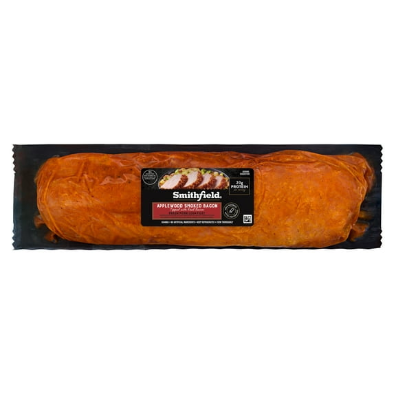 Smithfield Applewood Smoked Bacon Fresh Seasoned Pork Loin Filet, 2.03 - 2.30 lb, 20 Grams of Protein per Serving