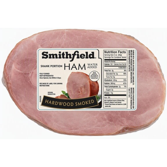 Smithfield Harwood Smoked Portion Ham, Random Weight, 14 Grams of Protein per 3 oz Serving