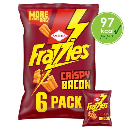 Smiths Frazzles Crispy Bacon Multipack Snacks 6 x 18g, British Import (Pack of 3)