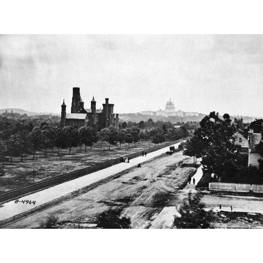 Smithsonian 1863. Na View Of The Smithsonian Building On The National