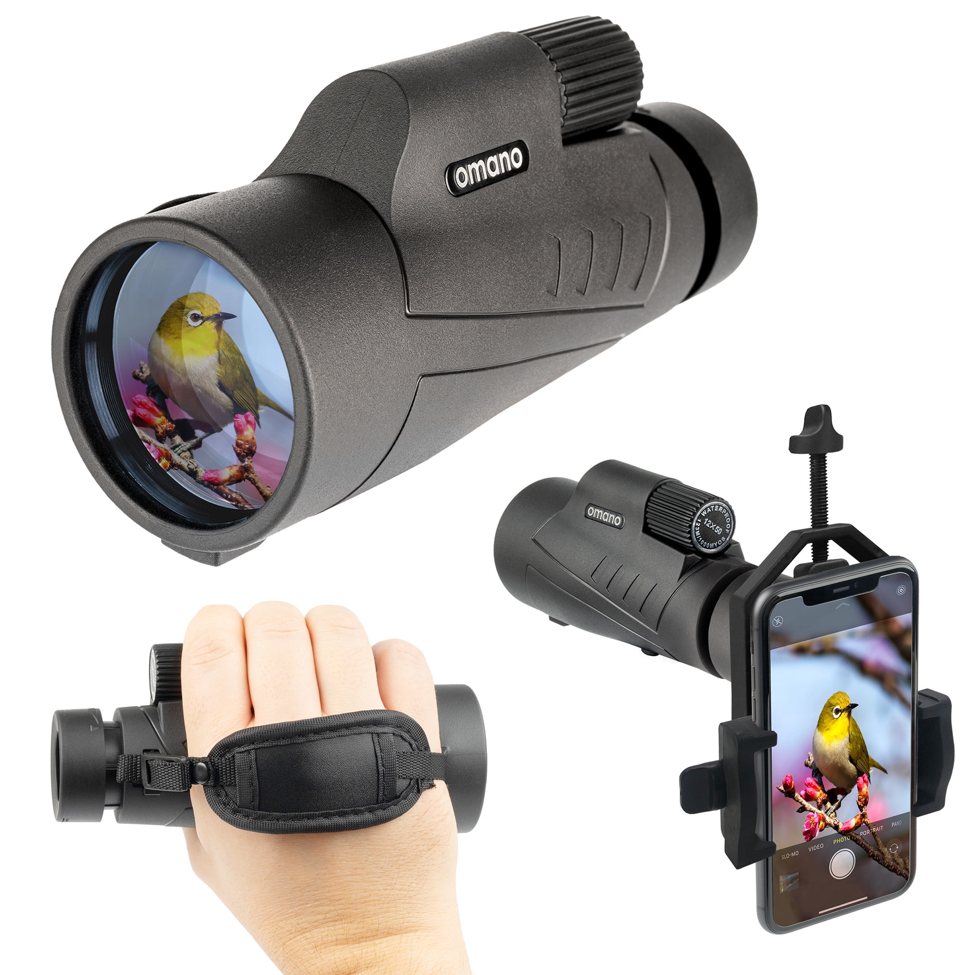 Smithsonian Great Outdoors 12x50 Monocular Set with Bird Watching Guide ...