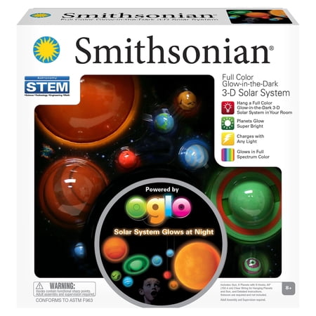 Smithsonian 3-D Hanging Glow-in-the-Dark Solar System Science Kit for Ages 8 and up