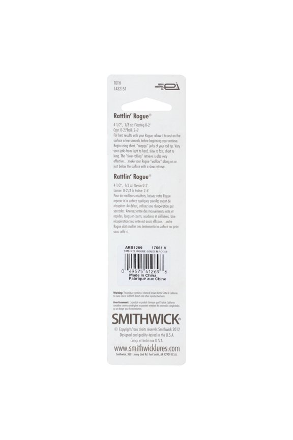 Smithwick Floating Rattlin' Rogue Jerkbait Gold Rogue 4 1/2" 1/3 oz.